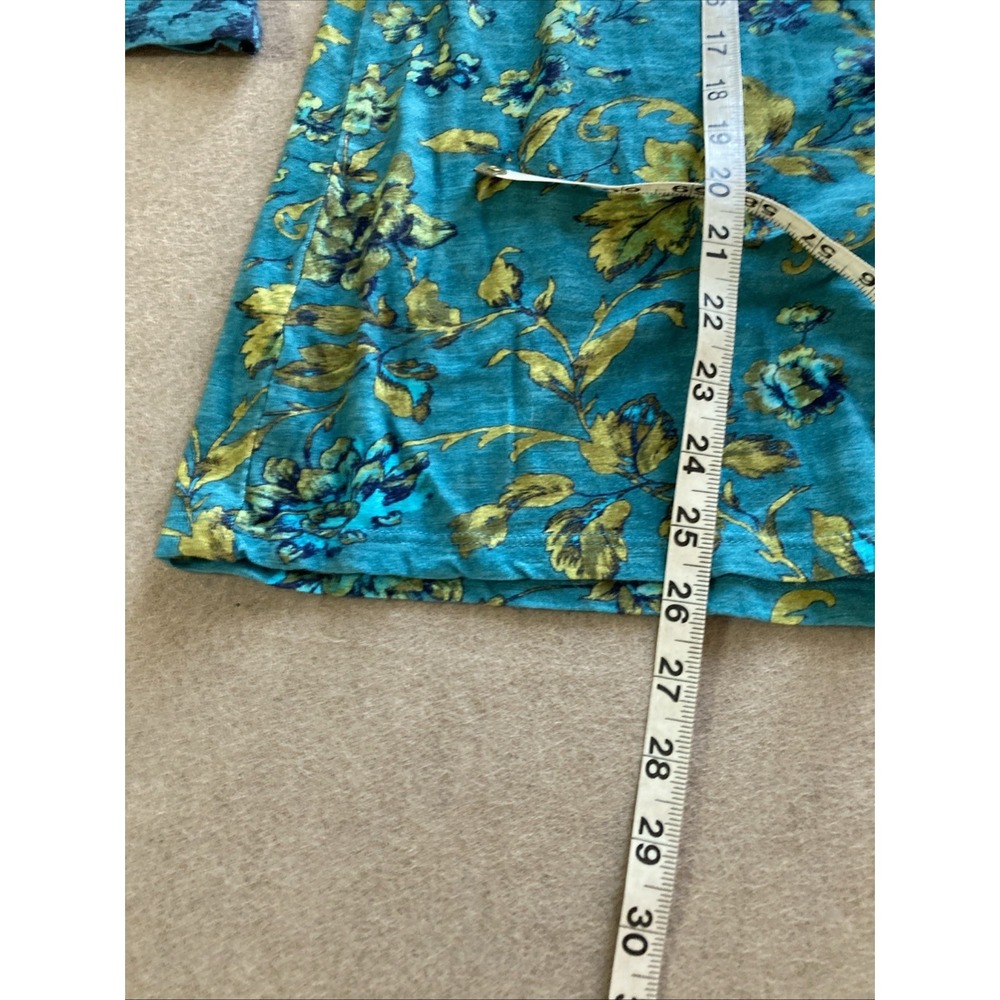 Sundance Floral Long Sleeve Shirt Sz L NWOT Teal Gold Tunic Stretch, Boho Casual - Picture 7 of 8